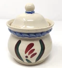 Sugar Bowl Dish Vintage By Shawnee Pottery Multicolor Rope Border Hand Painted