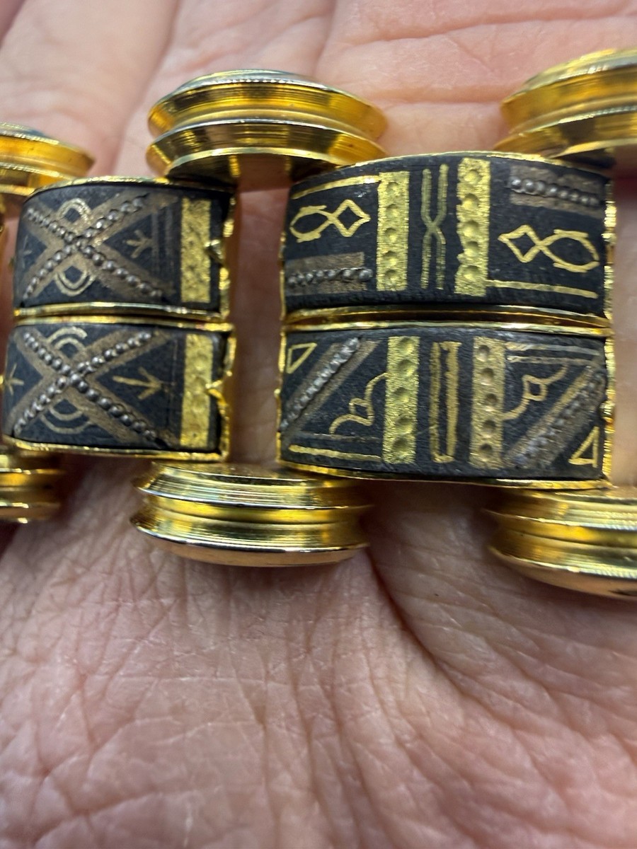 Vintage Estate Damascene Chunky Bracelet View 4