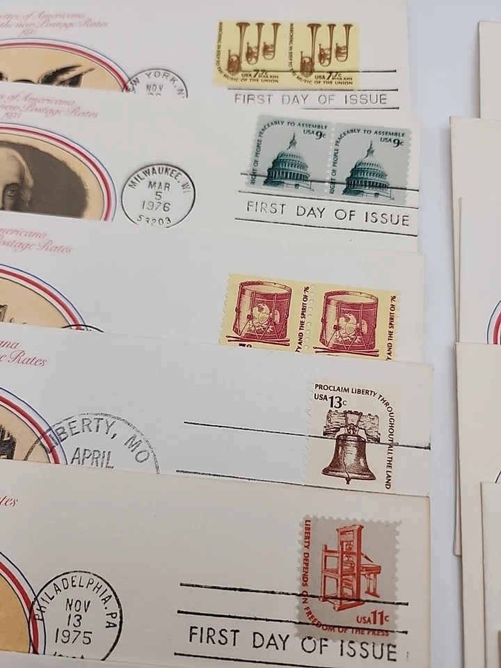 First Day Issue Cover Vignettes Americana 1975 76 Lot of 15 Patriotic Liberty - Image 2 of 4