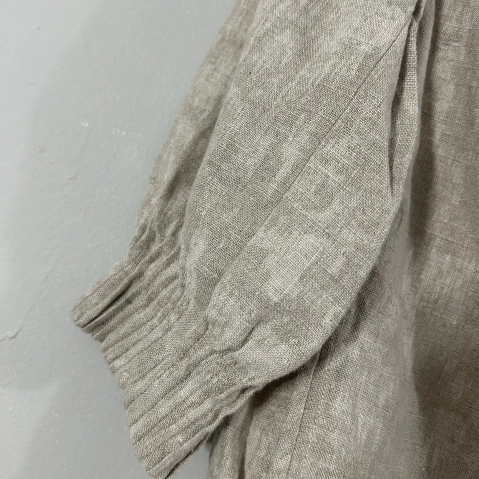 LIOR Paris Linen Blend Embroidered Button Blazer Jacket Womens Size 10 Beige - Image 3 of 4