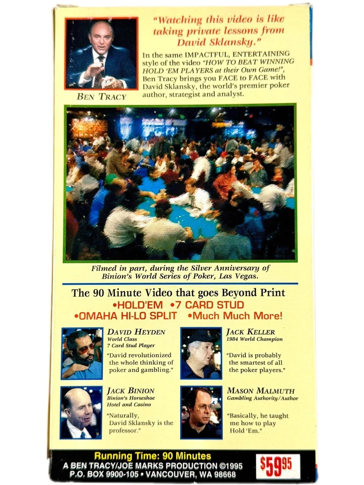 Poker Tutorial David Sklansky (VHS, 1995) How To Beat HOLD EM 7 Card Stud Cards - Image 2 of 3