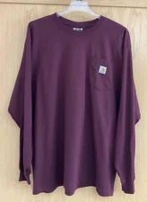Carhartt Men's T-Shirt XL Loose Fit Heavyweight Long Sleeve Pocket Maroon new