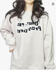 Women's Casual Very Oversized Sheep Fleece Crew Neck White Sweatshirt - S