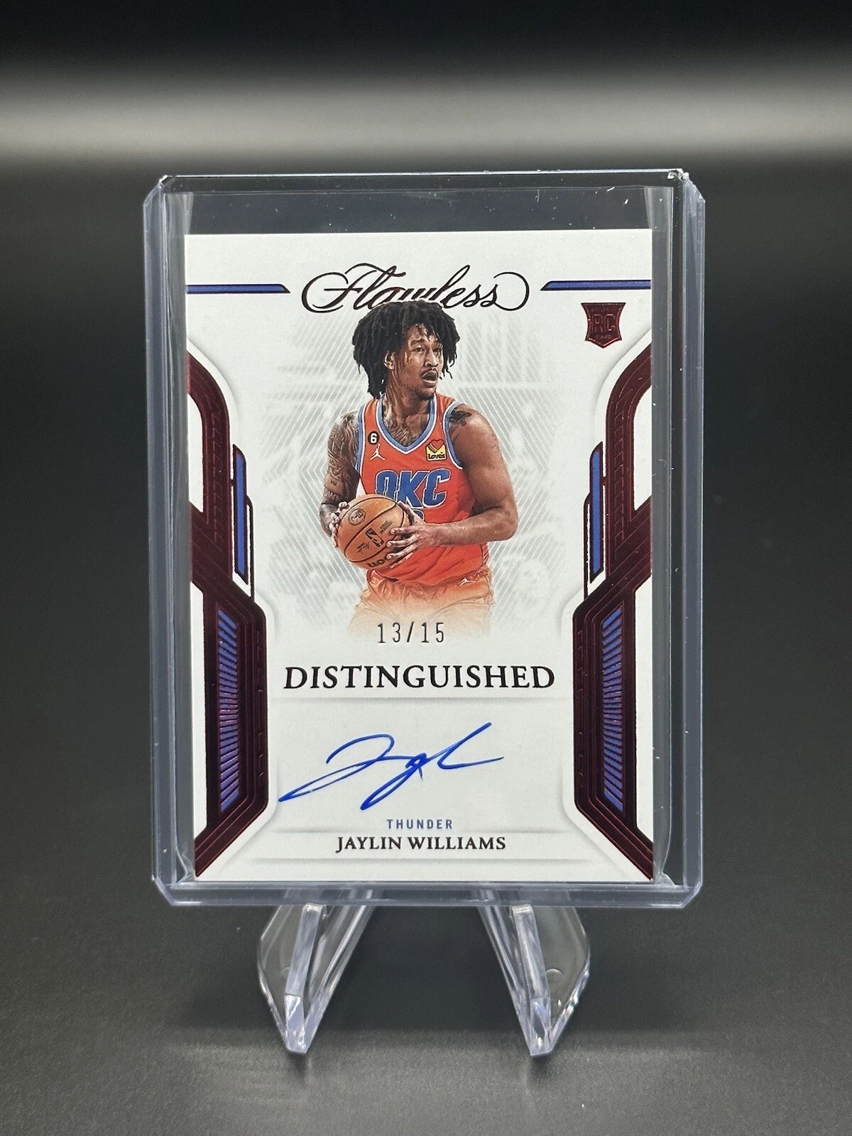 2022-23 Panini Flawless Ruby Jaylin Williams Thunder RC Rookie AUTO /15