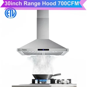 30 Hotte de chasse d'inch 700CFM Support mural en acier inoxydable avec 2 LED Filtre amovible