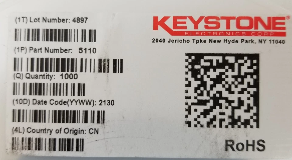 1000pcs Keystone Electronics 5110 PCB Zero Ohm Resistor 0603 JUMPER T/R NEW - Image 4 of 4