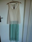 MOLLY BRACKEN ROBE NEUVE AVEC ETIQUETTE, VERT D'EAU ET IVOIRE