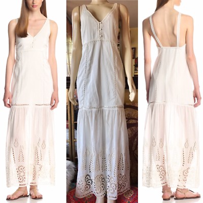 Anthropologie Dolce Vita Almas White Crochet Silk Lace Maxi Peasant Dress M $289