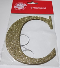 New Monogram gold GLITTER ornament hanging accesories included LETTER C 3.5x5
