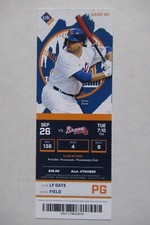 NEW YORK METS VS ATLANTA BRAVES 9/26/2017 FULL TICKET ~ LUCAS DUDA