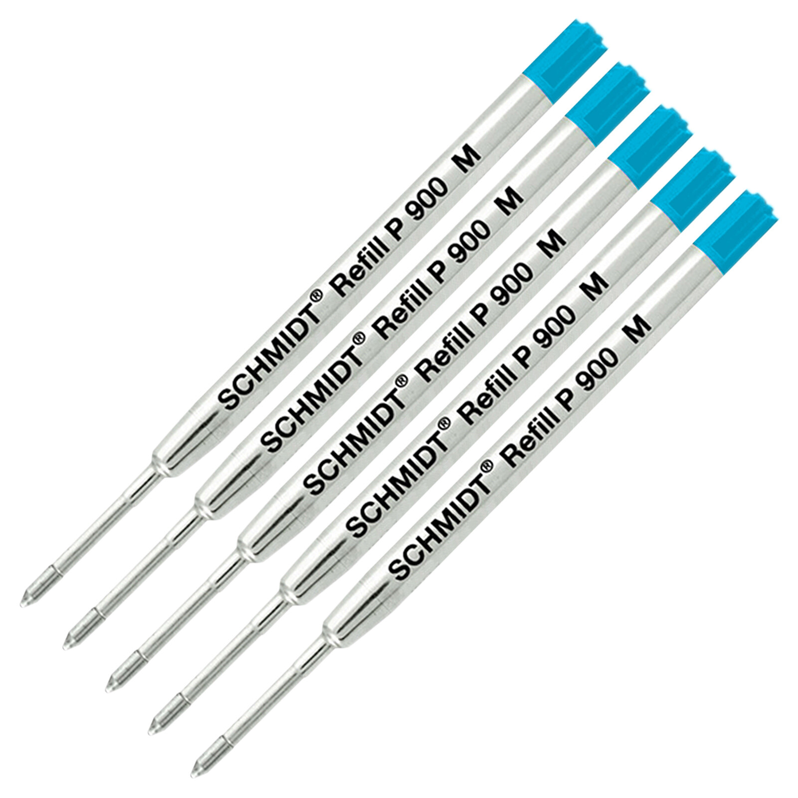 5X Schmidt P900 Parker Style Ballpoint Pen Refills, Turquoise, Medium