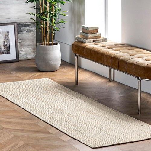 Handmade Braided Natural Pure Jute Area Rugs , white Jute Carpet for living room - Picture 7 of 13