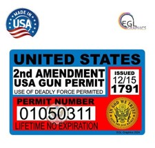 Usa 2nd Amendment License Sticker Gun Permit Funny Decal Bumper Jdm 2a America Usa 2nd Amendment License Sticker Gun Permit Funny Decal Bumper Jdm 2a America
