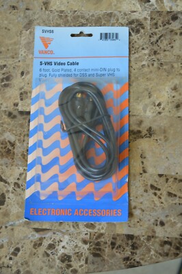 New Vanco SVHS6 6 FT S-VHS Video Cable Gold Plated 4 contact mini-DIN Plug