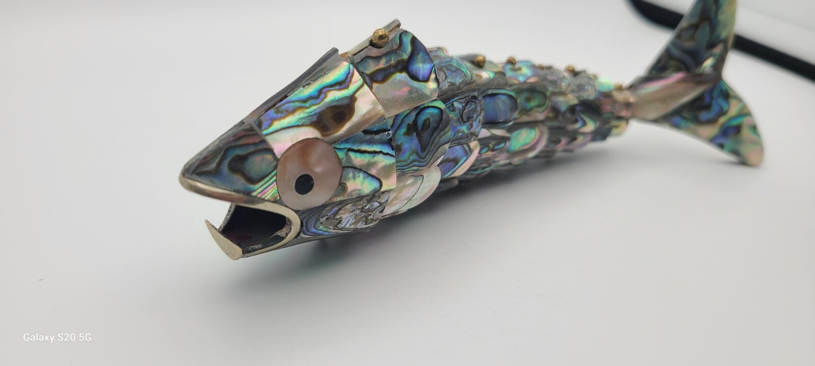 Vintage Sterling and Abalone Articulating Fish Bottle Opener