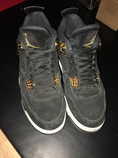 Nike Air Jordan IV 4 Retro BG Royalty Black & Metallic Gold Sz 7Y NEW 408452 032 Clothing, Shoes 