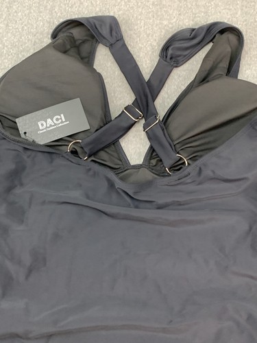 Daci Side Shirred 1 PC Swimsuit Womens size XXL Black Wide Strap Slimming Silky - Picture 6 of 15