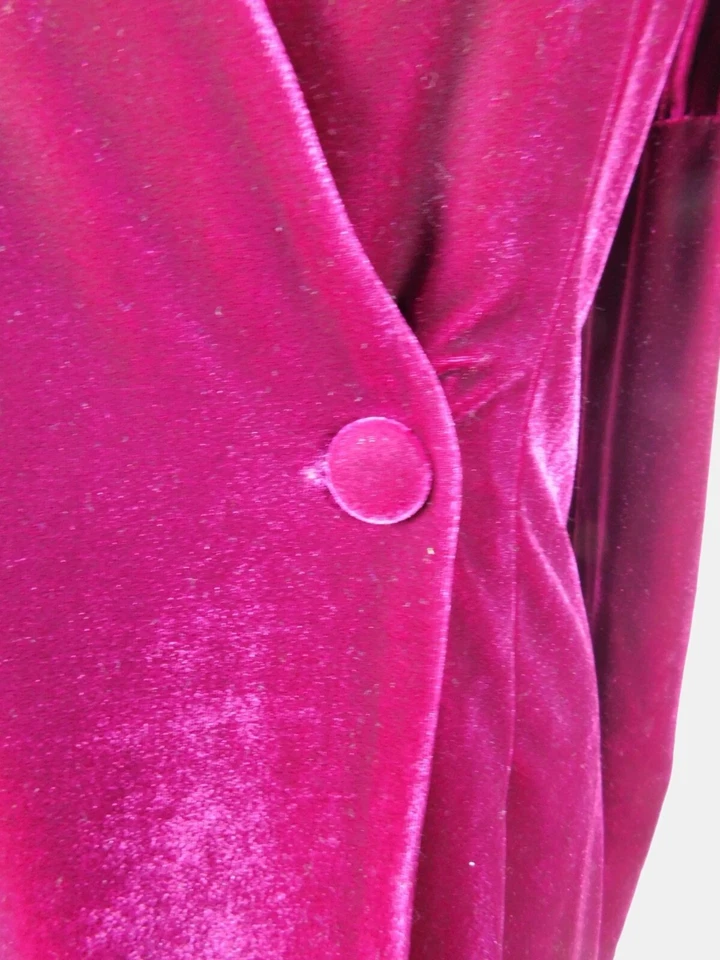 Vestido de terciopelo borgoña Luxe Wave manga abullonada M para mujer Foto 4 de 4