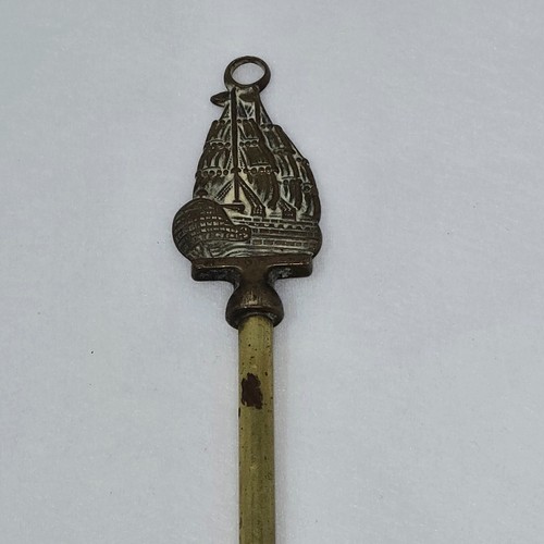 ANTIQUE BRITISH SOLID BRASS SHIP HANDLE FIREPLACE TOOL TOASTING FORK 19" - Picture 2 of 8