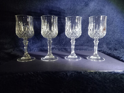 Vier Cristal D'Arques - Durand Cordial Gläser - Longchamp Schliff - ohne Herstellermarke