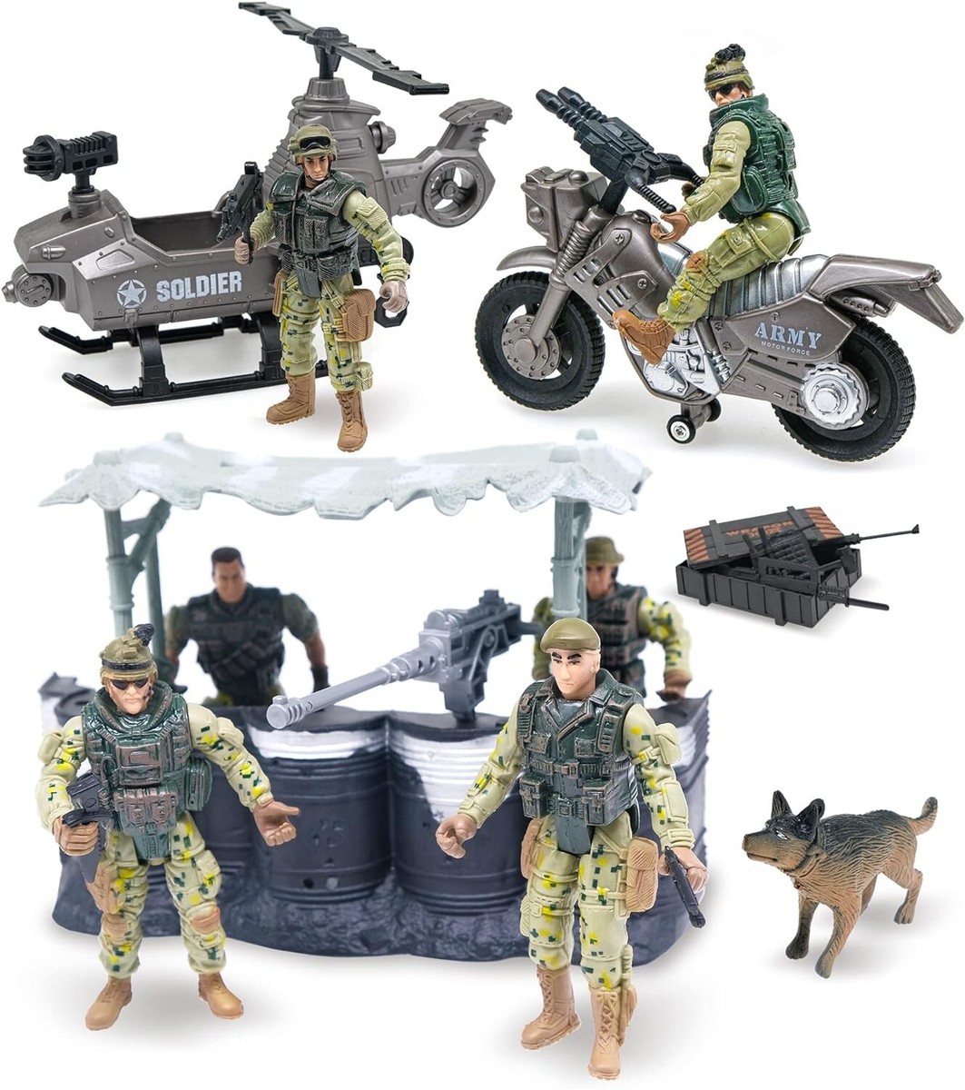 Army Men Action Figures with Military Vehicles Toys Playset, Toy