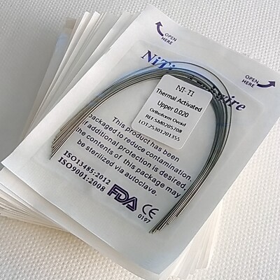 Dental Starter Kit: 100pc Heat-Activated NITI Round Arch Wires & Metal Brackets (All Sizes) For Orthodontics