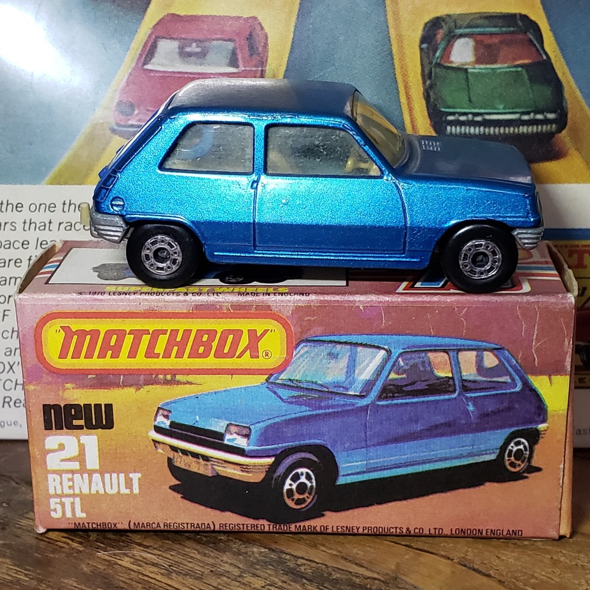 Vintage Matchbox Lesney Superfast No 21 Renault 5TL BLUE Le Car w