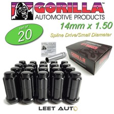 20 Gorilla Small Diameter Lug Nuts 14x1.50 Black Duplex K5ts-14150bgr 20 Gorilla Small Diameter Lug Nuts 14x1.50 Black Duplex K5ts-14150bgr