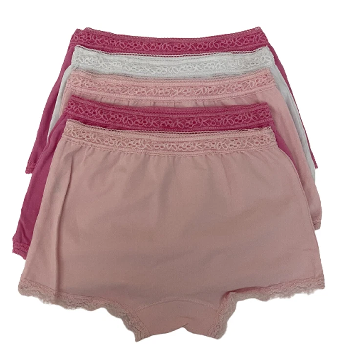 Girl's Underwear White, Pink Soft Cotton 5 Panties Boyshort  XL (10/12) - Image 2 of 2
