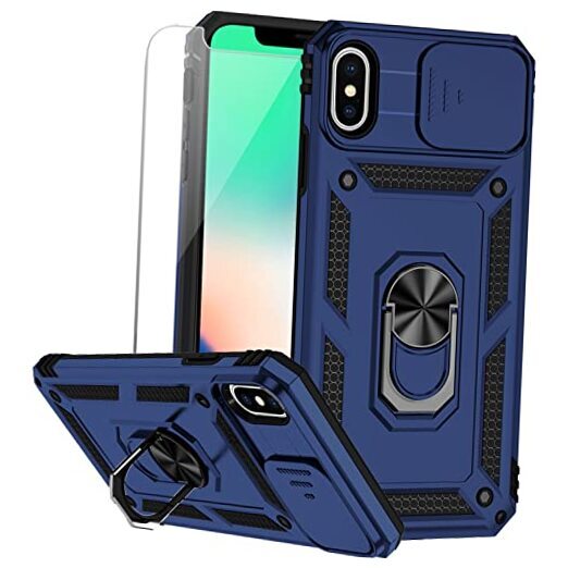 for iPhone X / iPhone Xs Navy Blue with camera cover Military-Grade 2nd gen
