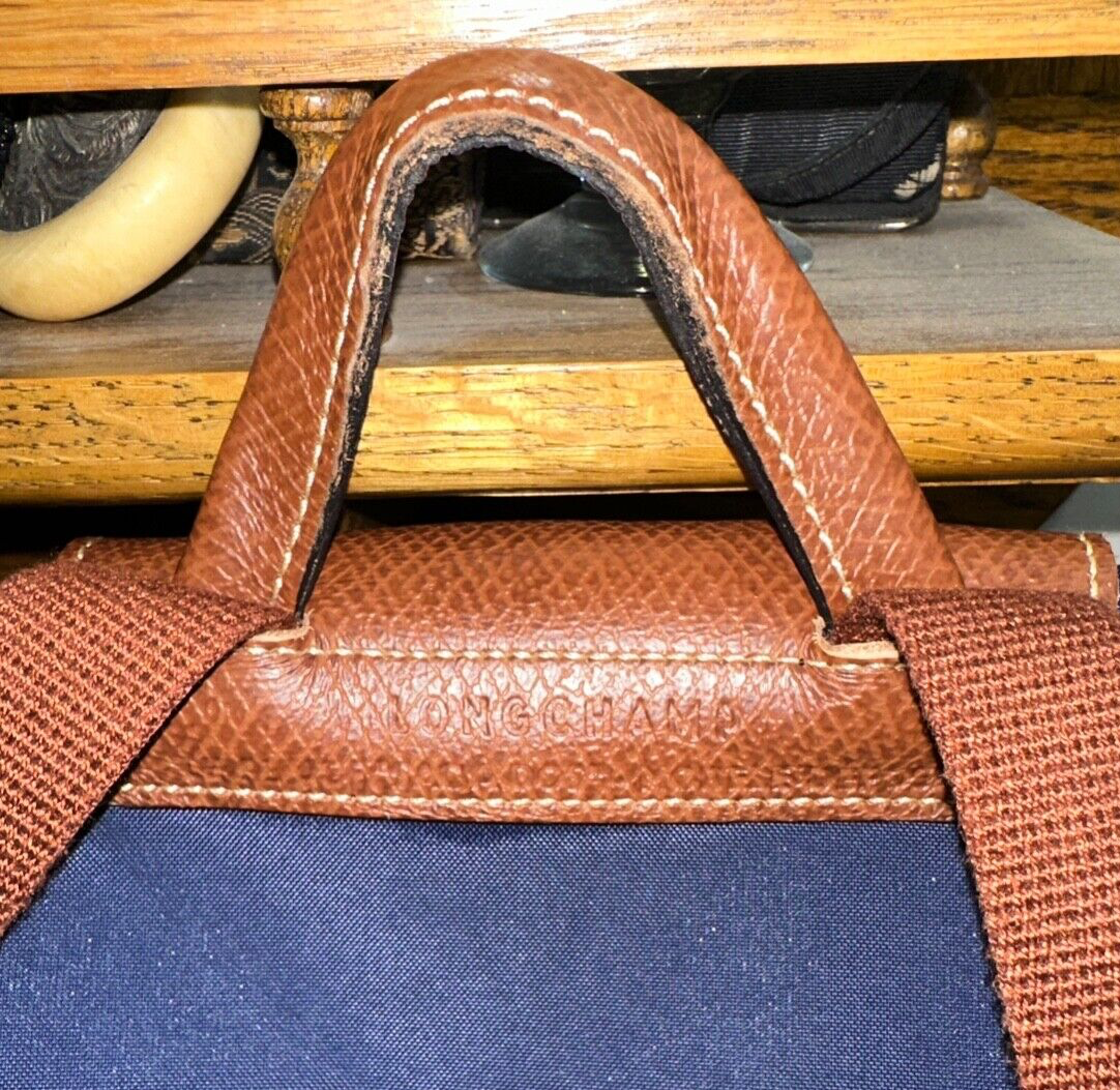 LONGCHAMP Le Pliage Original M backpack bag purse EUC Navy  display picture 2