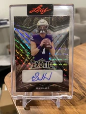 2022 SAM HUARD LEAF EXOTIC FOOTBALL AUTO ROOKIE RC SSP #/7 SNAKESKIN 🔥📈