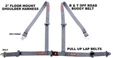 Off Road Buggy 4 Point Seat Belt Race 2 Harness Floor Mount Pull Up Gray Off Road Buggy 4 Point Seat Belt Race 2 Harness Floor Mount Pull Up Gray