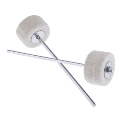 2 Stück Edelstahlwelle Weißes Trommelpedal Filz Bass Drum Beater Mallet
