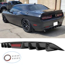 For Dodge Challenger 2008-2023 Rear Bumper Diffuser Lip Red LED Tail Brake Light