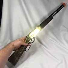 Vintage Lever Action CAP GUN Real Wood Cowboy Gold -VIDEO OF IT WORKING! L@@K!