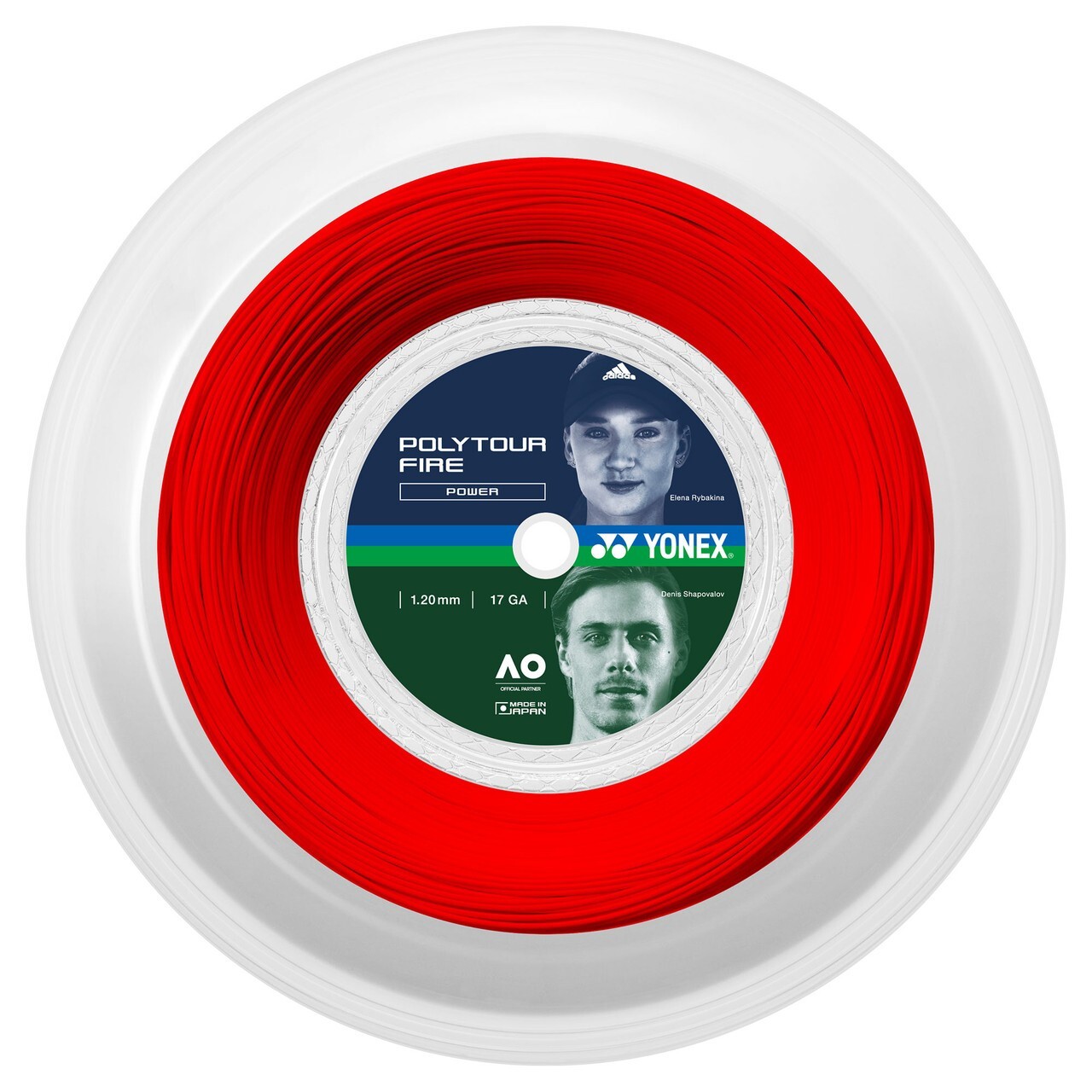 Yonex Poly Tour Fire Tennis Racket String - 1.20mm / 17 - 200m Reel - Red