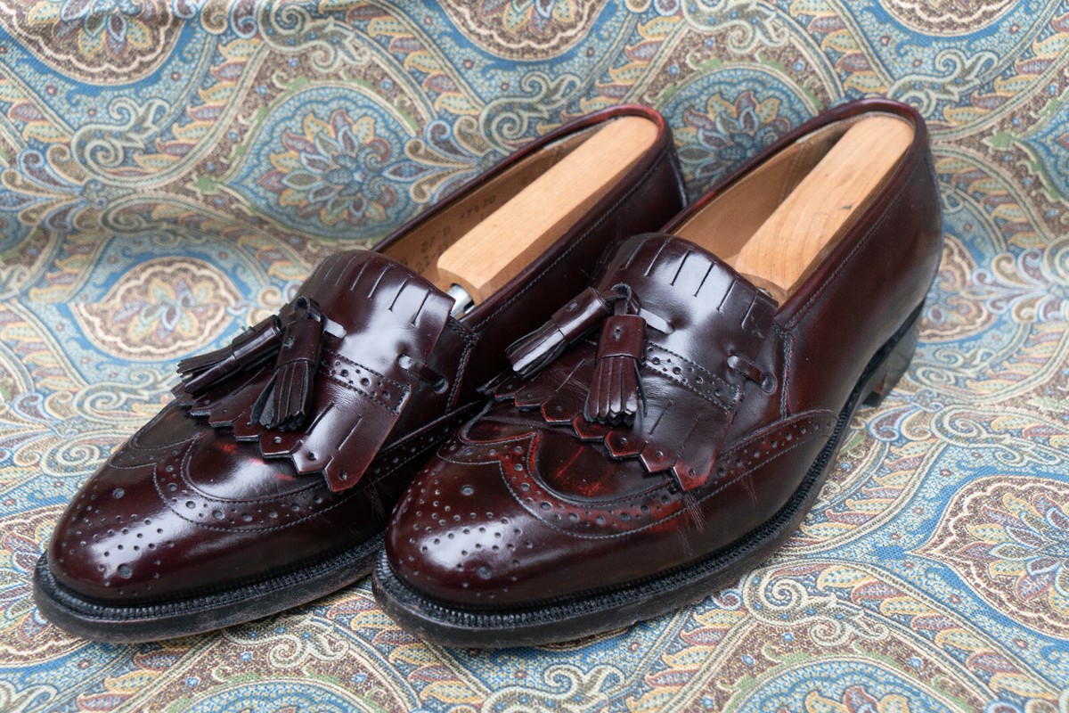 Johnston Murphy Optima Shoes Brogue Wingtips Kiltie Tassel Slip On Burgundy 15B Johnston Murphy Optima Loafer Men 13 D Black Leather Wingtip  main image 3