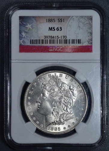 1885 $1 MORGAN SILVER DOLLAR KM#110 NGC MS 63 A4507