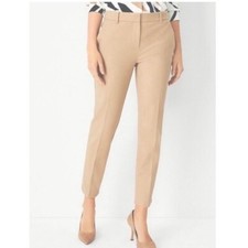 Ann Taylor Mid-Rise Straight Trouser Ankle Pant Minimalist Career Tan 10