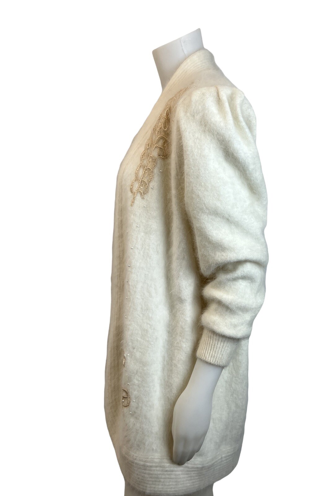 VTG Lee Sands Ivory Embellished Angora 