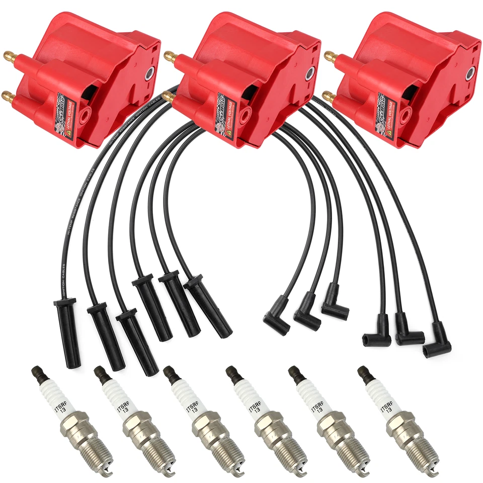 3 Ignition Coil DR39 &6 Spark Plug & Wire For 2000 2002-04 Chevrolet Impala 3.8L - Image 2 of 4