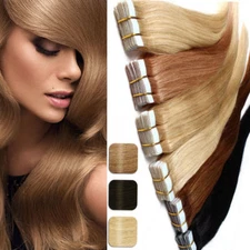 New Ombre 10/20/40pcs Tape In Real Remy Human Hair Extensions Skin Weft Seamless