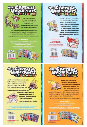 Captain Underpants Full Colour illustrated Series by Dav Pilkey:4 Books Set - PB - Picture 4 of 4