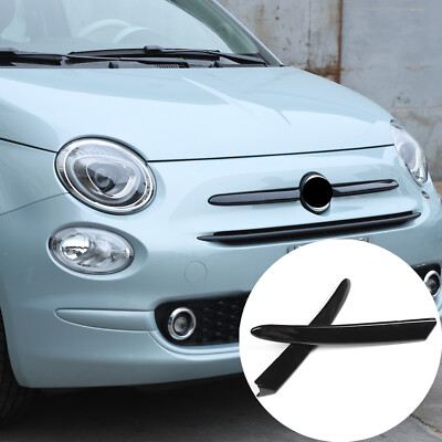 ABS Gloss Black Front Logo Side Trim Strips Fit Fiat 500 2016-2024