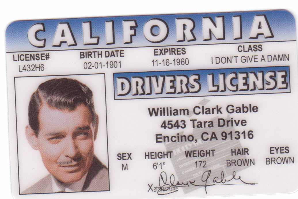 GONE WITH THE WIND collector i.d. card Driver's License | eBay