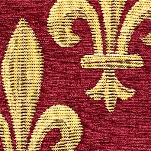HIGH QUALITY 14" BELGIAN TAPESTRY CUSHION COVER RED GOLD, 3 FLEUR DE LYS, 919 - Picture 5 of 6