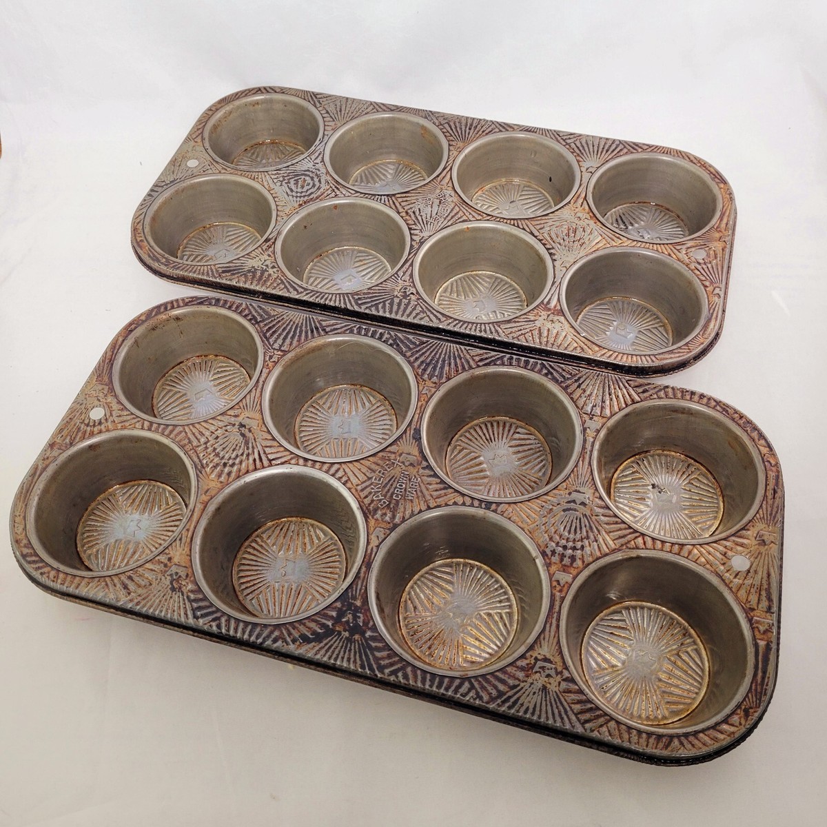 Starburst Antique Muffin Tins Vintage Ekco Ovenex Starburst Cup