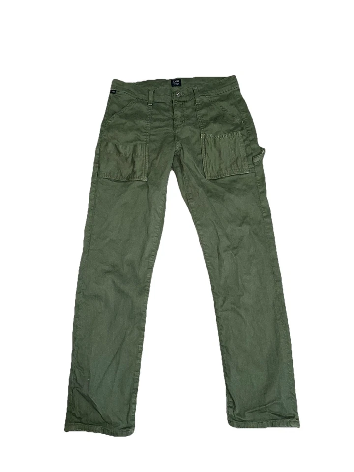 Citizens of Humanity 25 Leah Army Green Mid Rise Cropped Carpenter Pants - Image 2 of 4