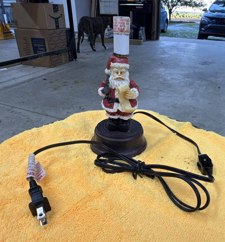 Santa Christmas Figurine Accent Lamp, Corded Switch, E12 Base, Red/White/Black